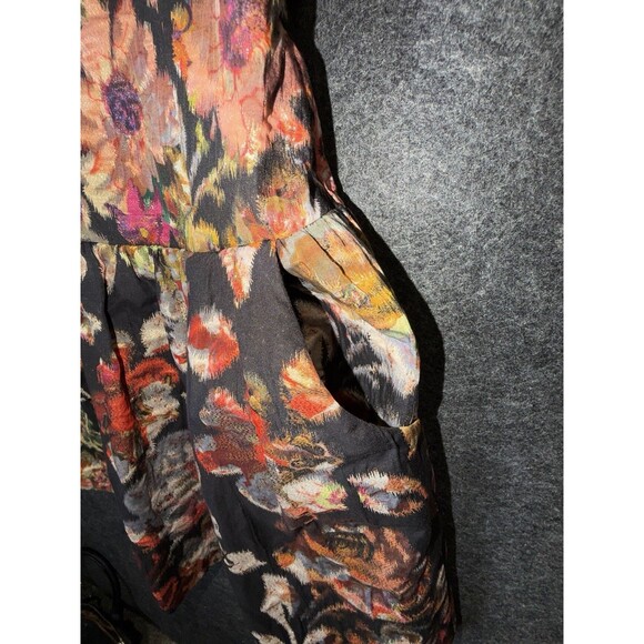 EIFSDOTTIR Size 0 Cocktail Dress Black Multi Floral Shimmer Cutout Back Pockets - Picture 4 of 9